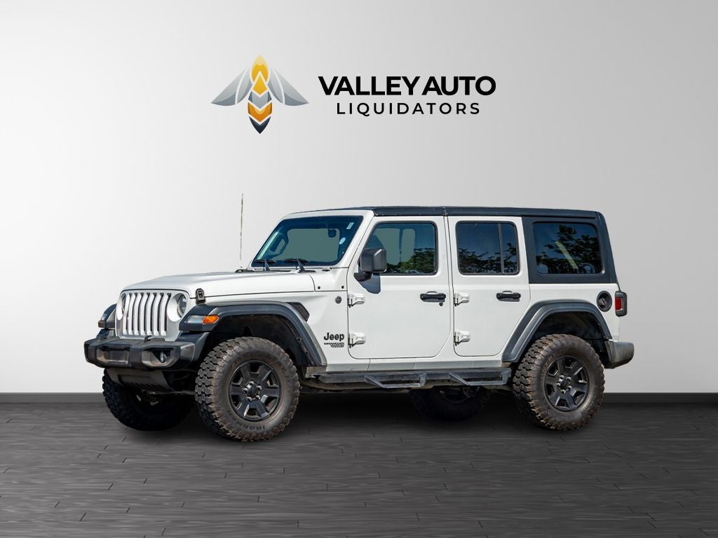 2020 Jeep Wrangler Unlimited Sport in White — front three-quarter view