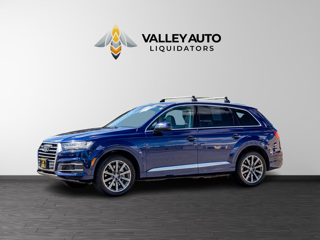 2019 Audi Q7 Premium Plus in Blue — front three-quarter view